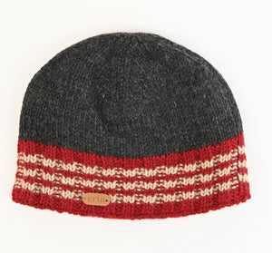 Rib Pullon Hat Charcoal Red