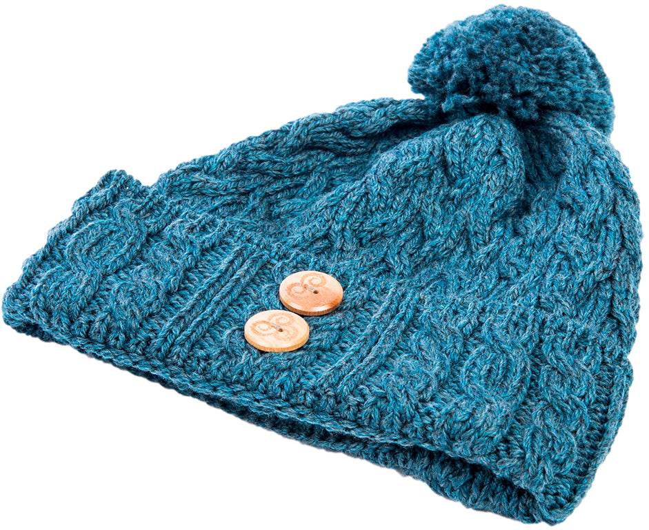 Aran stitch Hat with Buttons